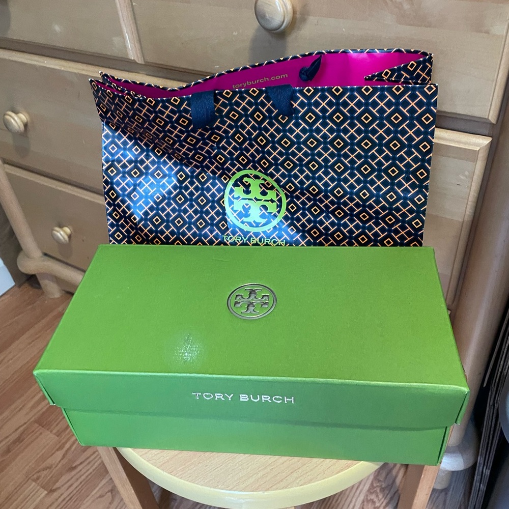 Tory Burch Empty Lime Green Box with Shopping Bag